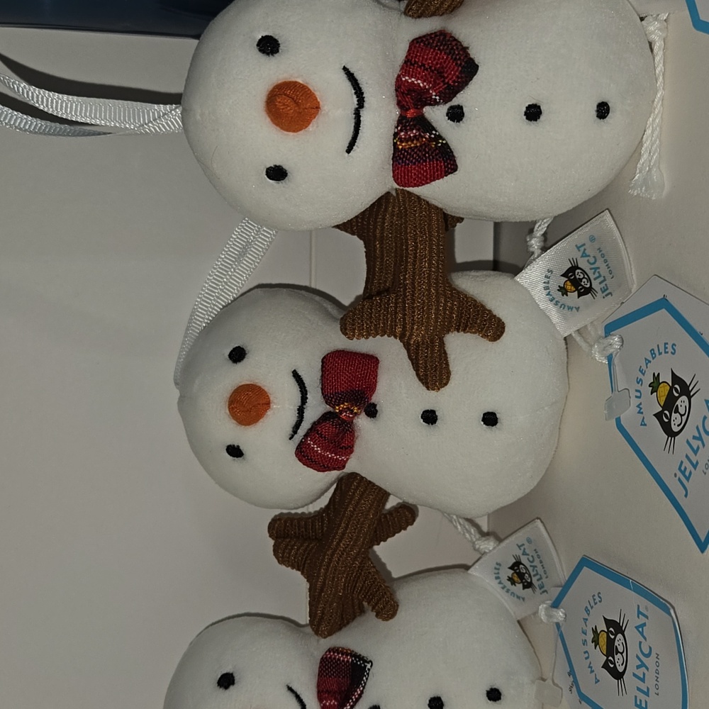 RETIRED NWT Jellycat Amuseables Set of Four Snowman Ornaments